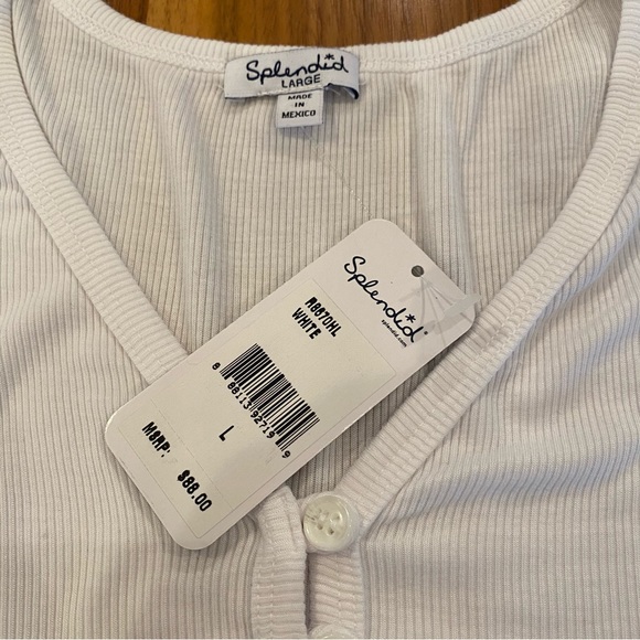 Splendid White Ribbed Tee - Picture 6 of 9